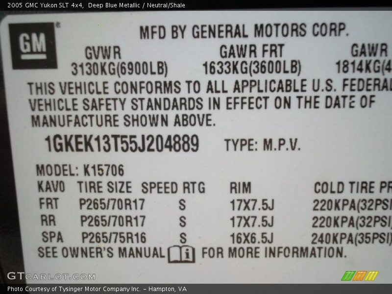 Deep Blue Metallic / Neutral/Shale 2005 GMC Yukon SLT 4x4
