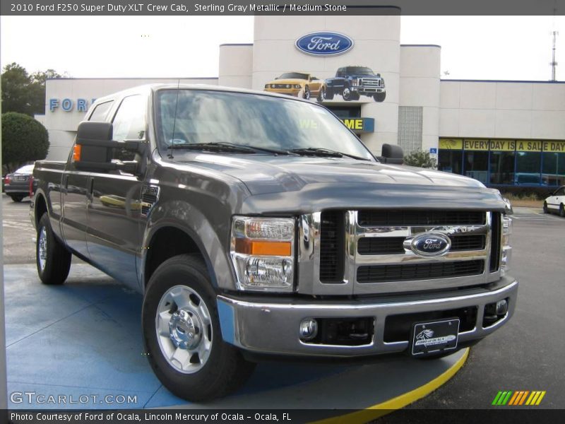 Sterling Gray Metallic / Medium Stone 2010 Ford F250 Super Duty XLT Crew Cab