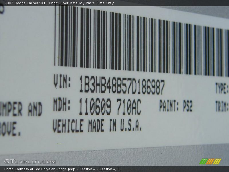 Bright Silver Metallic / Pastel Slate Gray 2007 Dodge Caliber SXT