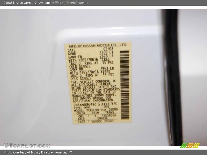 Avalanche White / Steel/Graphite 2008 Nissan Xterra S