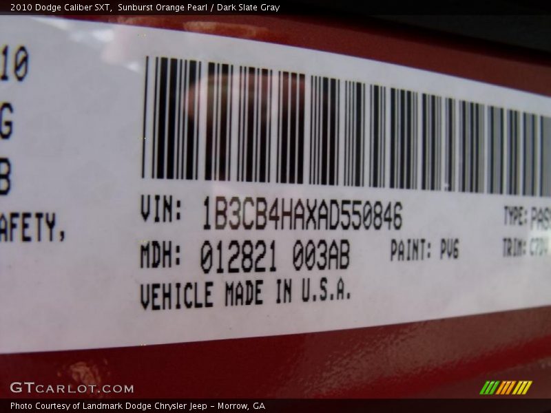 Sunburst Orange Pearl / Dark Slate Gray 2010 Dodge Caliber SXT
