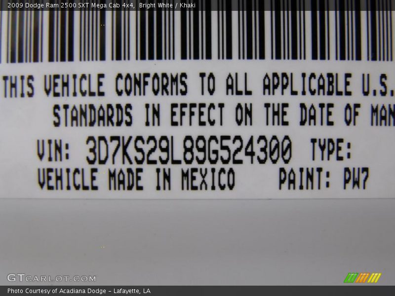 Bright White / Khaki 2009 Dodge Ram 2500 SXT Mega Cab 4x4