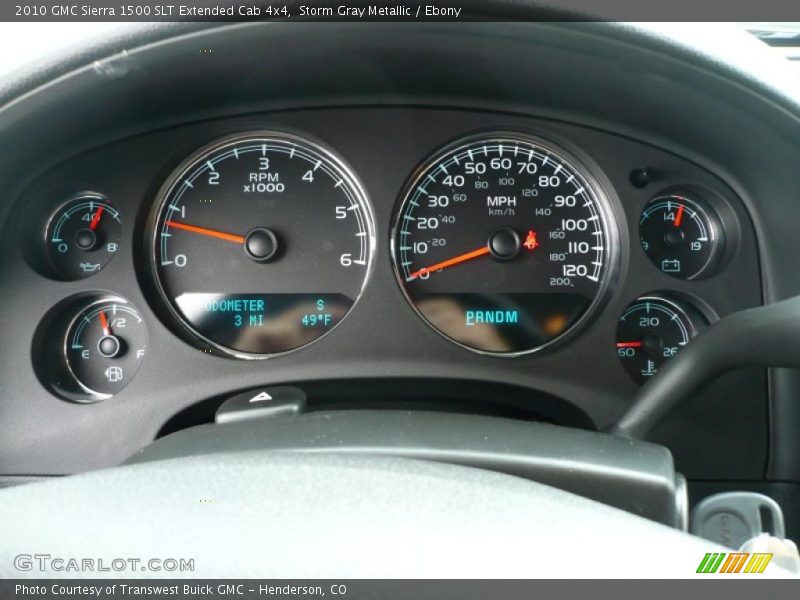 Storm Gray Metallic / Ebony 2010 GMC Sierra 1500 SLT Extended Cab 4x4