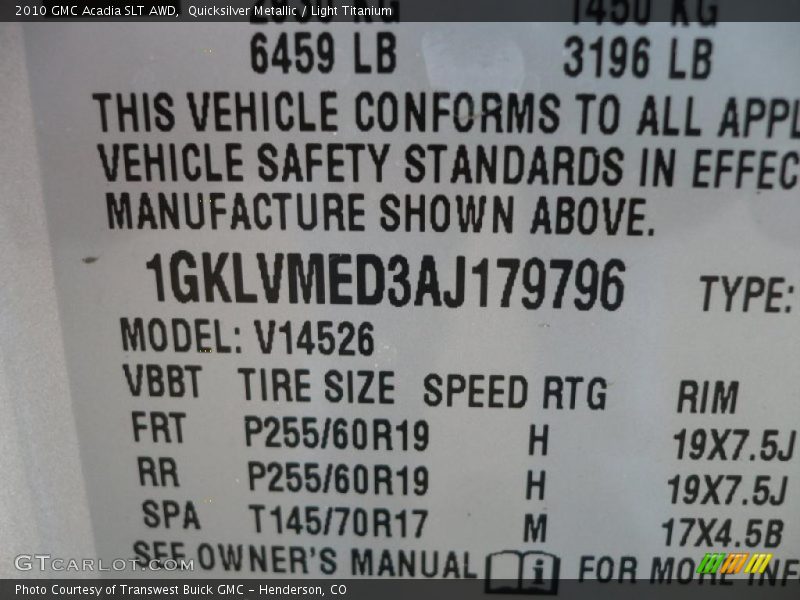 Quicksilver Metallic / Light Titanium 2010 GMC Acadia SLT AWD