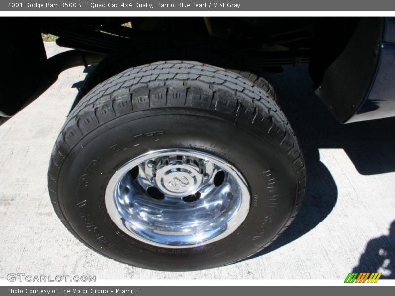Parriot Blue Pearl / Mist Gray 2001 Dodge Ram 3500 SLT Quad Cab 4x4 Dually