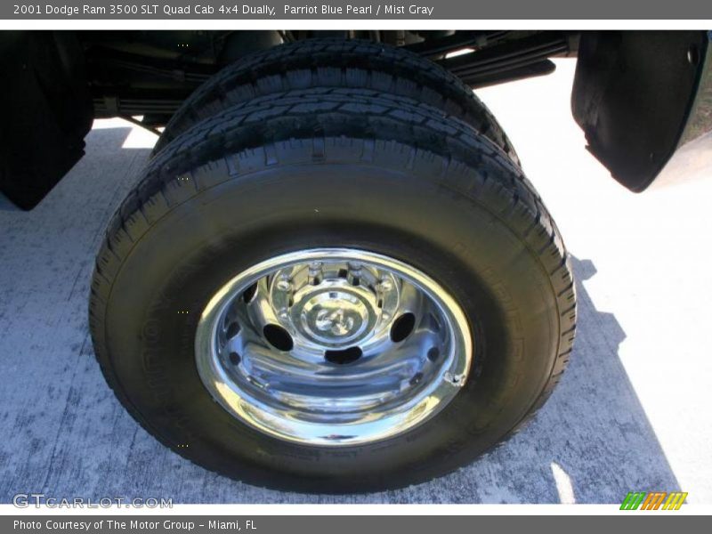 Parriot Blue Pearl / Mist Gray 2001 Dodge Ram 3500 SLT Quad Cab 4x4 Dually