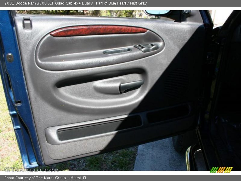 Parriot Blue Pearl / Mist Gray 2001 Dodge Ram 3500 SLT Quad Cab 4x4 Dually