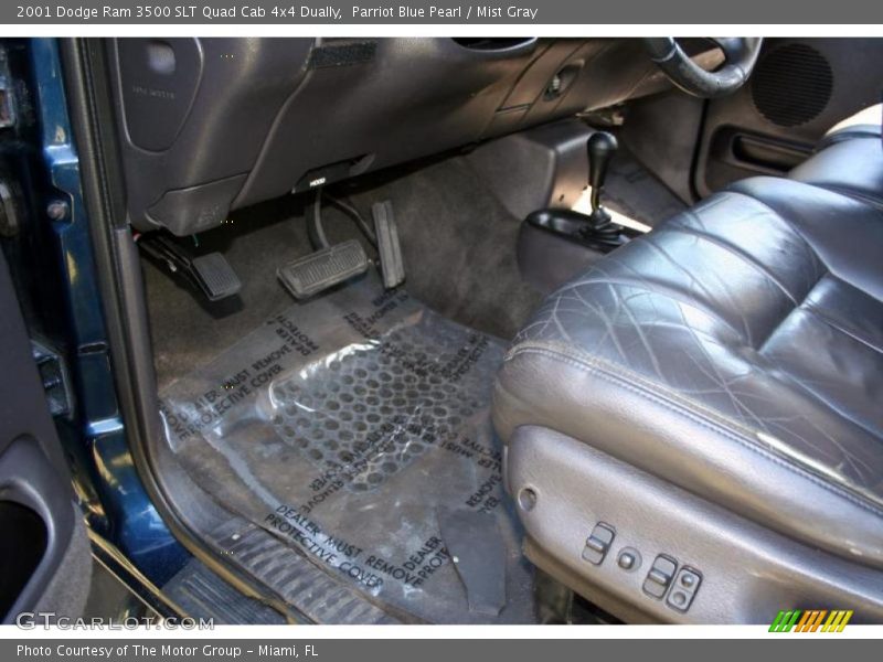 Parriot Blue Pearl / Mist Gray 2001 Dodge Ram 3500 SLT Quad Cab 4x4 Dually