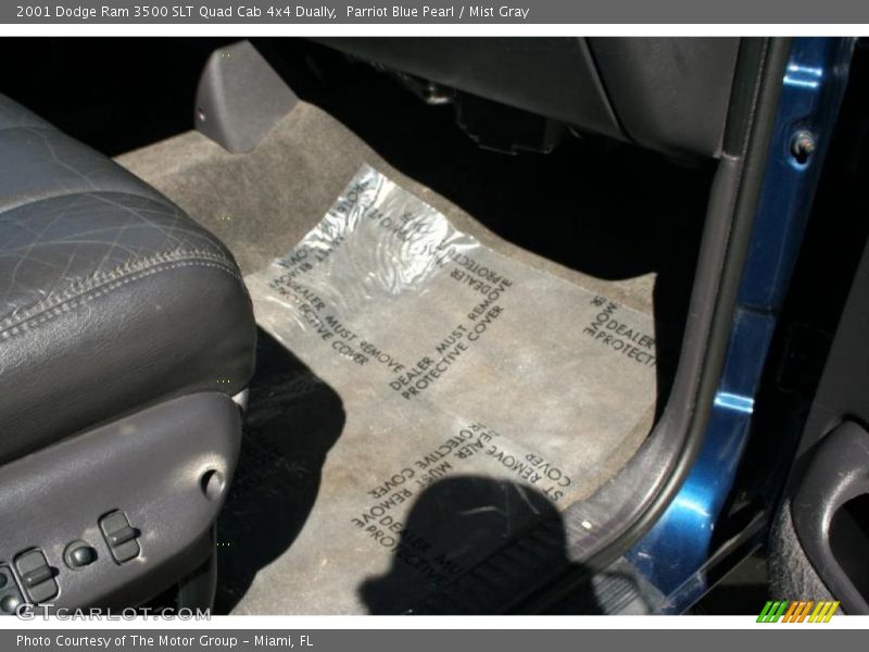 Parriot Blue Pearl / Mist Gray 2001 Dodge Ram 3500 SLT Quad Cab 4x4 Dually