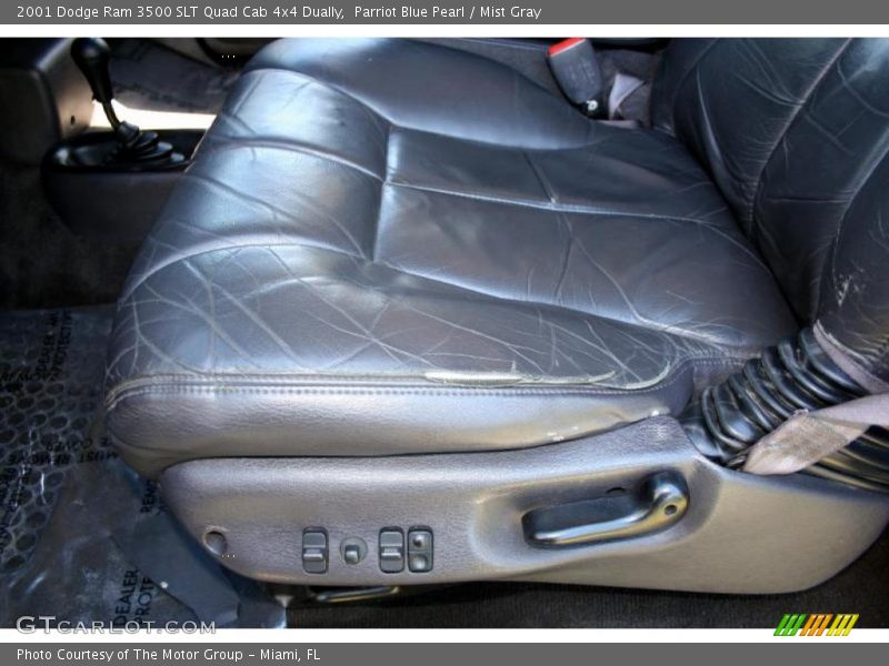Parriot Blue Pearl / Mist Gray 2001 Dodge Ram 3500 SLT Quad Cab 4x4 Dually