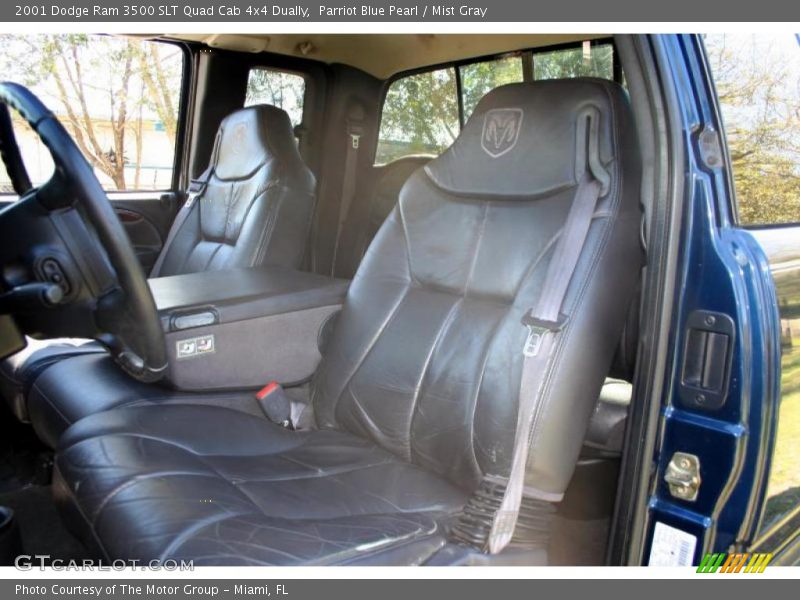 Parriot Blue Pearl / Mist Gray 2001 Dodge Ram 3500 SLT Quad Cab 4x4 Dually