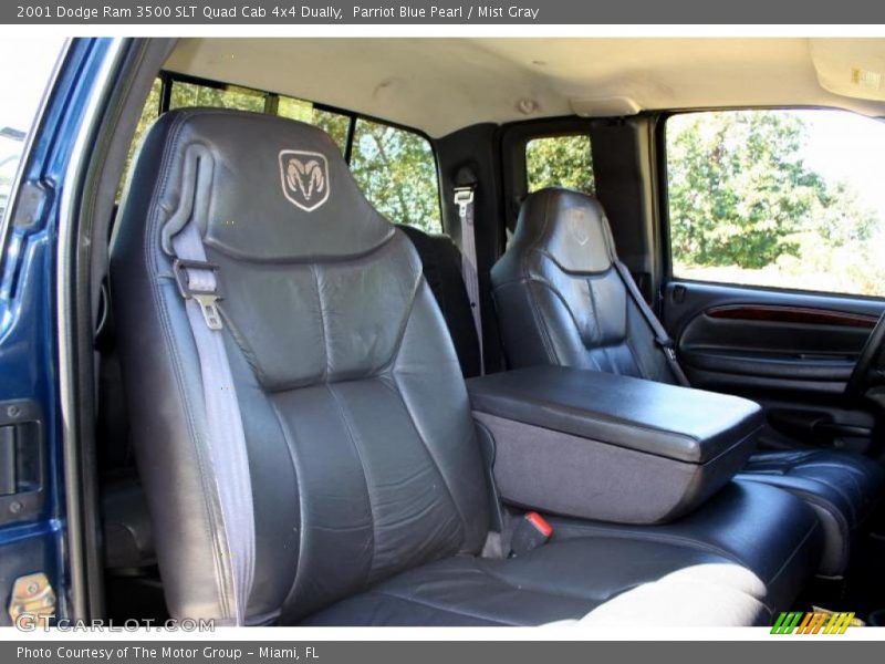 Parriot Blue Pearl / Mist Gray 2001 Dodge Ram 3500 SLT Quad Cab 4x4 Dually