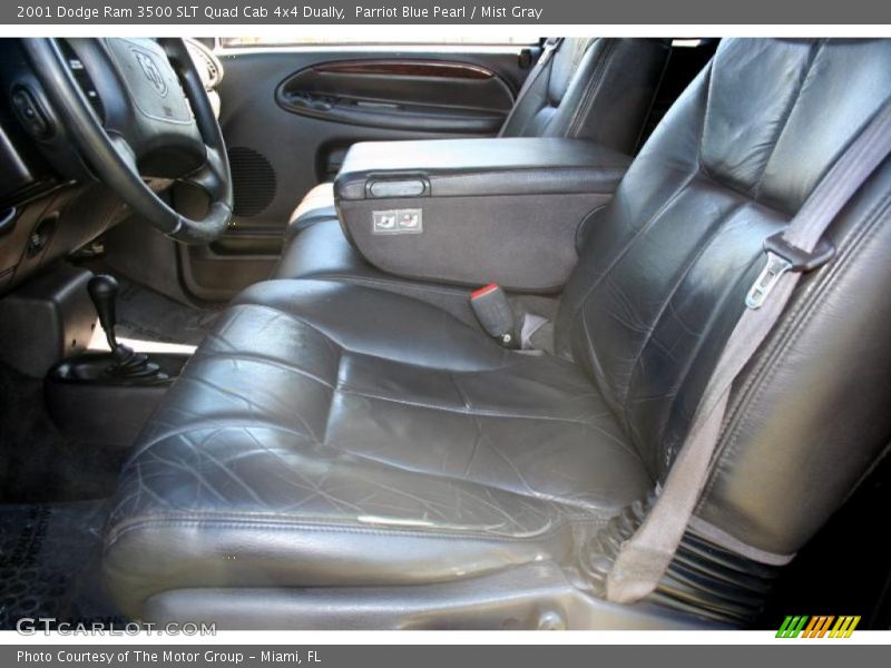 Parriot Blue Pearl / Mist Gray 2001 Dodge Ram 3500 SLT Quad Cab 4x4 Dually