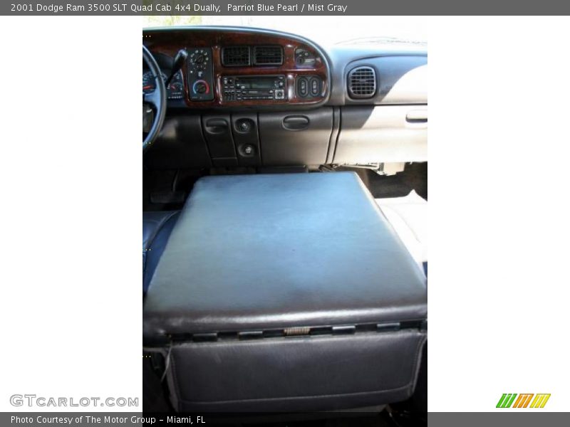 Parriot Blue Pearl / Mist Gray 2001 Dodge Ram 3500 SLT Quad Cab 4x4 Dually