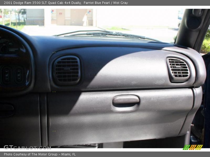 Parriot Blue Pearl / Mist Gray 2001 Dodge Ram 3500 SLT Quad Cab 4x4 Dually