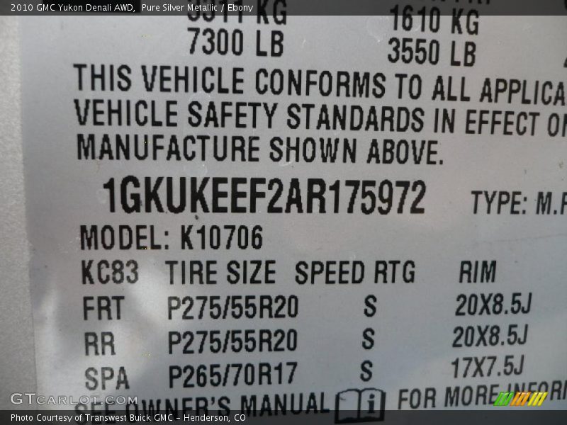 Pure Silver Metallic / Ebony 2010 GMC Yukon Denali AWD