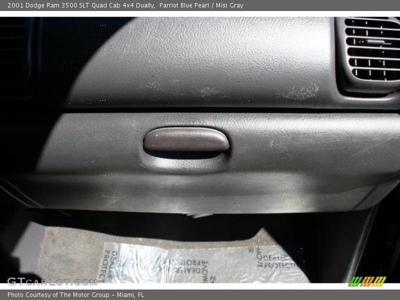Parriot Blue Pearl / Mist Gray 2001 Dodge Ram 3500 SLT Quad Cab 4x4 Dually