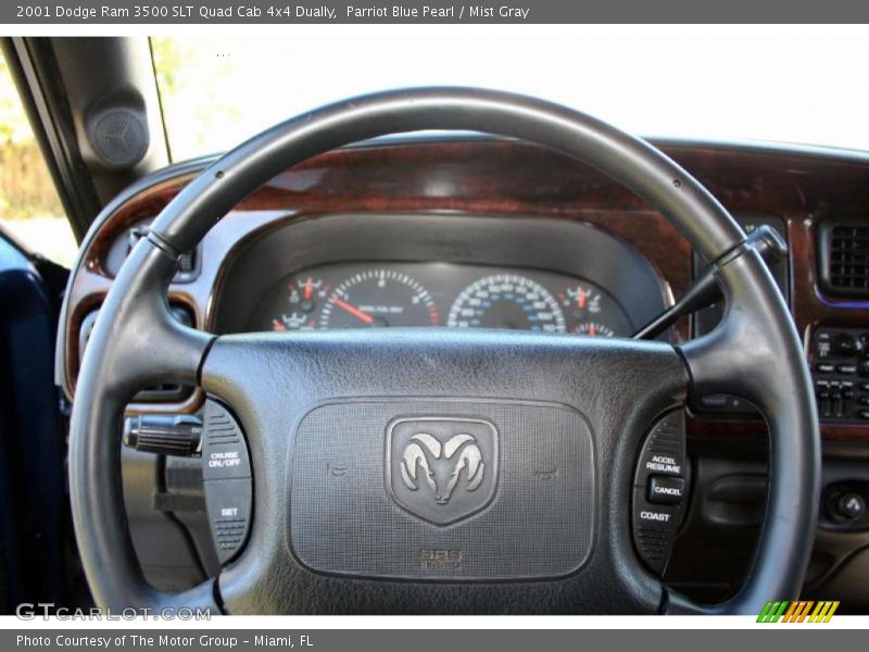 Parriot Blue Pearl / Mist Gray 2001 Dodge Ram 3500 SLT Quad Cab 4x4 Dually