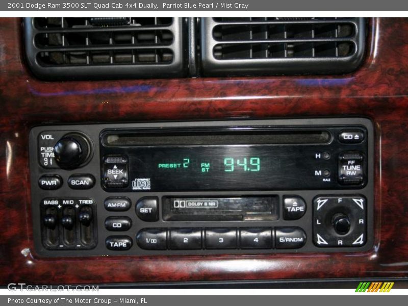 Parriot Blue Pearl / Mist Gray 2001 Dodge Ram 3500 SLT Quad Cab 4x4 Dually