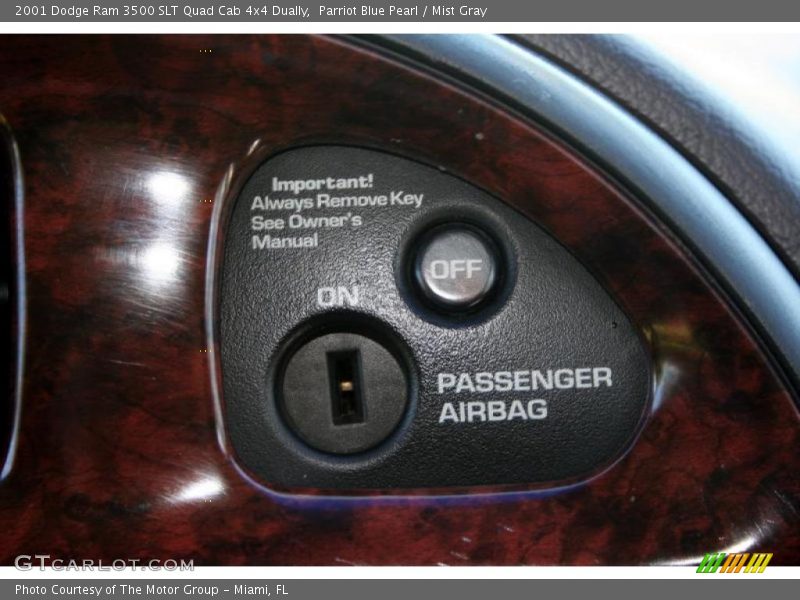 Parriot Blue Pearl / Mist Gray 2001 Dodge Ram 3500 SLT Quad Cab 4x4 Dually