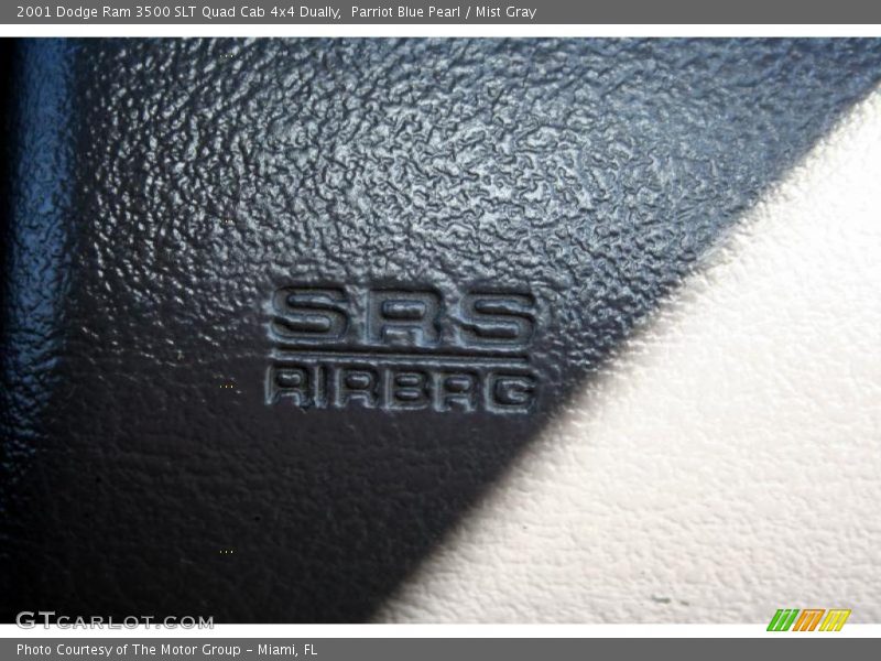 Parriot Blue Pearl / Mist Gray 2001 Dodge Ram 3500 SLT Quad Cab 4x4 Dually