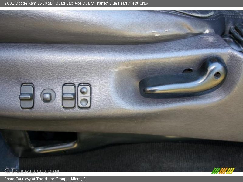 Parriot Blue Pearl / Mist Gray 2001 Dodge Ram 3500 SLT Quad Cab 4x4 Dually
