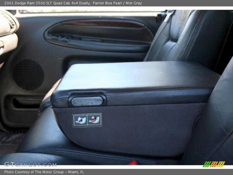 Parriot Blue Pearl / Mist Gray 2001 Dodge Ram 3500 SLT Quad Cab 4x4 Dually