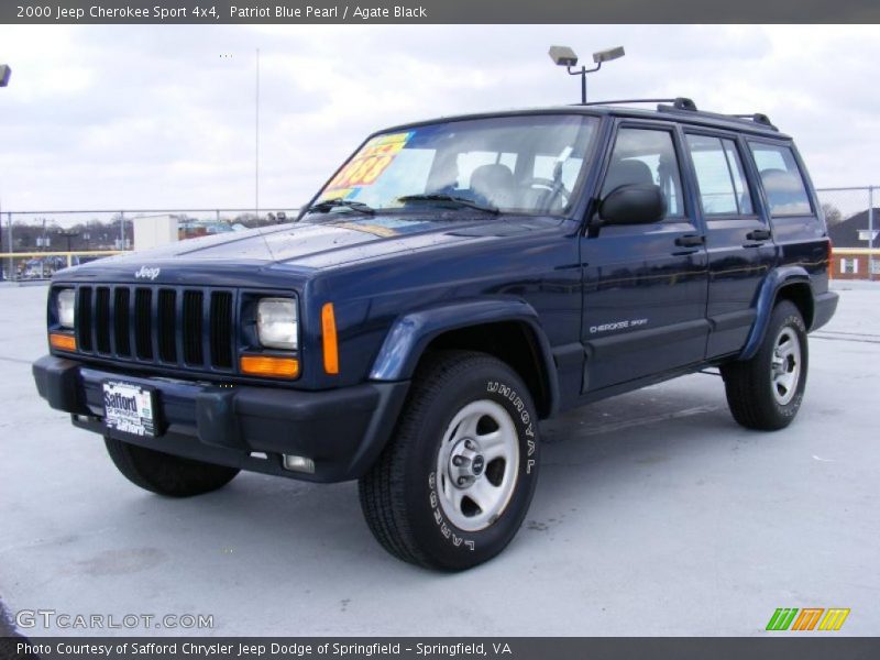 Patriot Blue Pearl / Agate Black 2000 Jeep Cherokee Sport 4x4