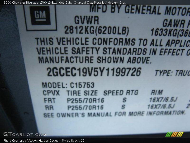 Charcoal Gray Metallic / Medium Gray 2000 Chevrolet Silverado 1500 LS Extended Cab