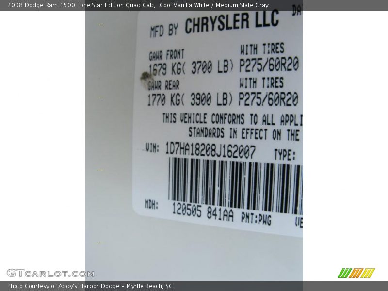 Cool Vanilla White / Medium Slate Gray 2008 Dodge Ram 1500 Lone Star Edition Quad Cab