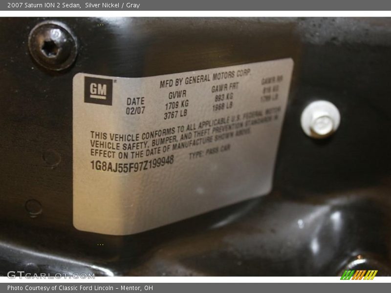 Silver Nickel / Gray 2007 Saturn ION 2 Sedan