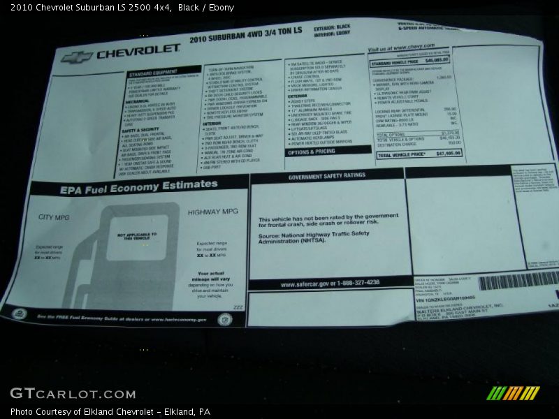 Black / Ebony 2010 Chevrolet Suburban LS 2500 4x4