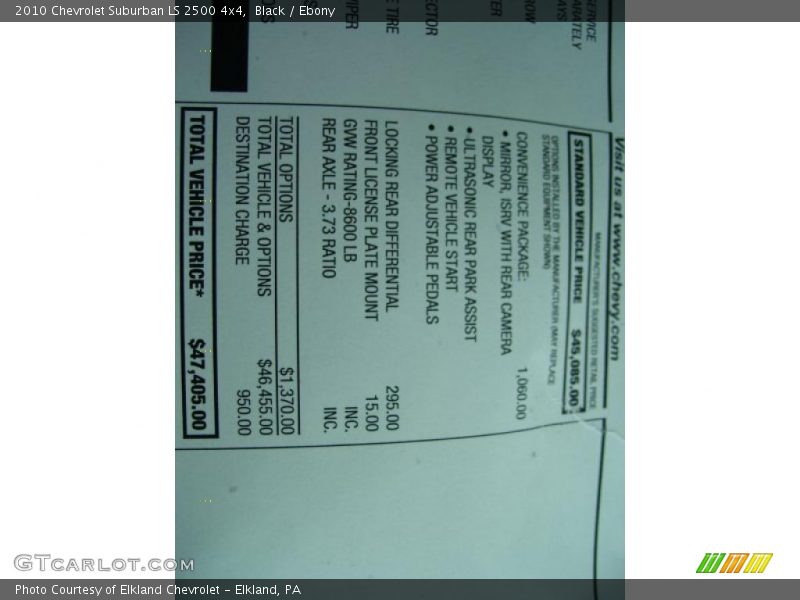 Black / Ebony 2010 Chevrolet Suburban LS 2500 4x4