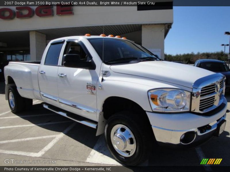 Bright White / Medium Slate Gray 2007 Dodge Ram 3500 Big Horn Quad Cab 4x4 Dually