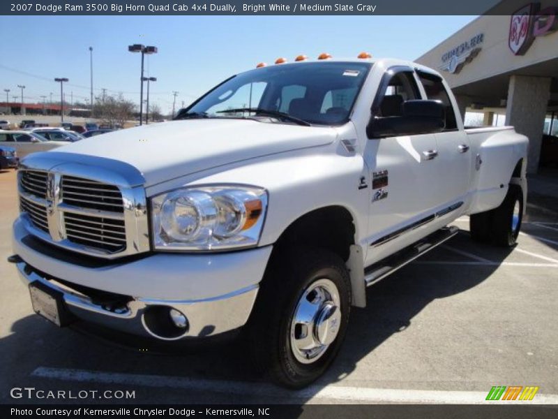Bright White / Medium Slate Gray 2007 Dodge Ram 3500 Big Horn Quad Cab 4x4 Dually