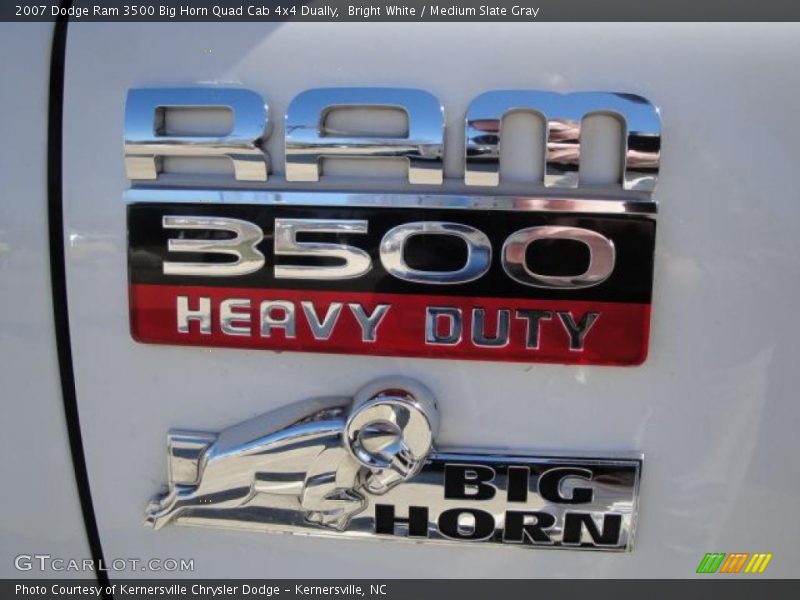 Bright White / Medium Slate Gray 2007 Dodge Ram 3500 Big Horn Quad Cab 4x4 Dually