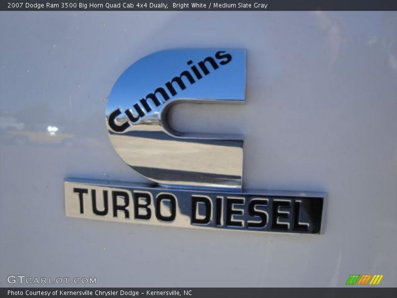Bright White / Medium Slate Gray 2007 Dodge Ram 3500 Big Horn Quad Cab 4x4 Dually