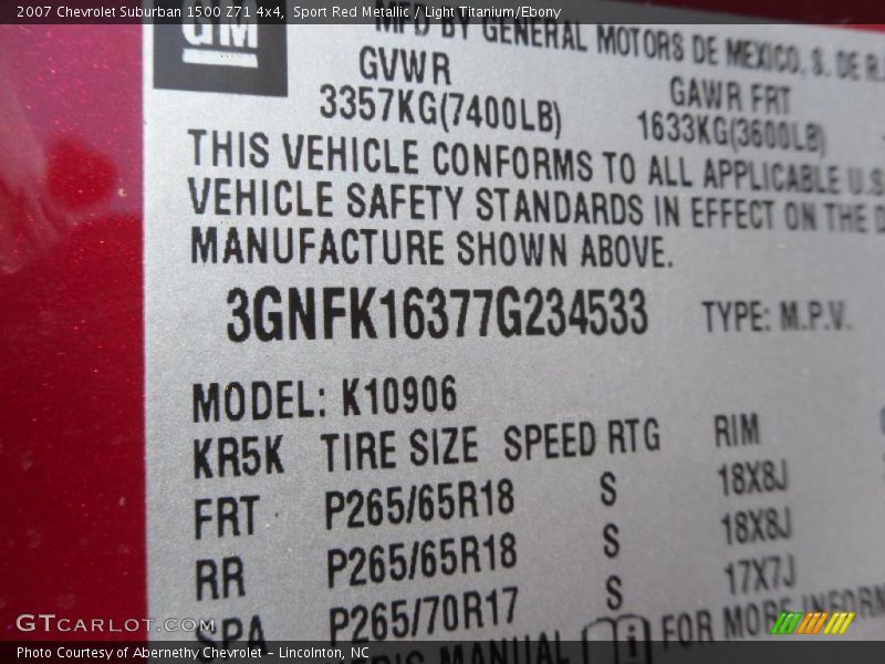 Sport Red Metallic / Light Titanium/Ebony 2007 Chevrolet Suburban 1500 Z71 4x4