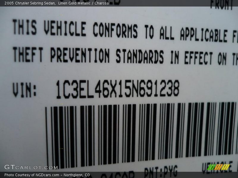 Linen Gold Metallic / Charcoal 2005 Chrysler Sebring Sedan