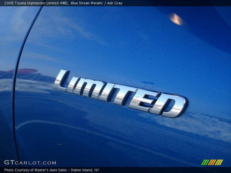 Blue Streak Metallic / Ash Gray 2008 Toyota Highlander Limited 4WD