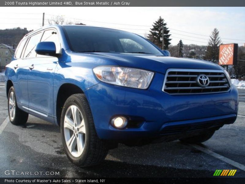 Blue Streak Metallic / Ash Gray 2008 Toyota Highlander Limited 4WD