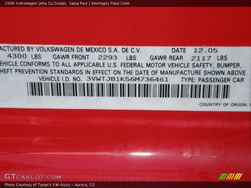 Salsa Red / Interlagos Plaid Cloth 2006 Volkswagen Jetta GLI Sedan
