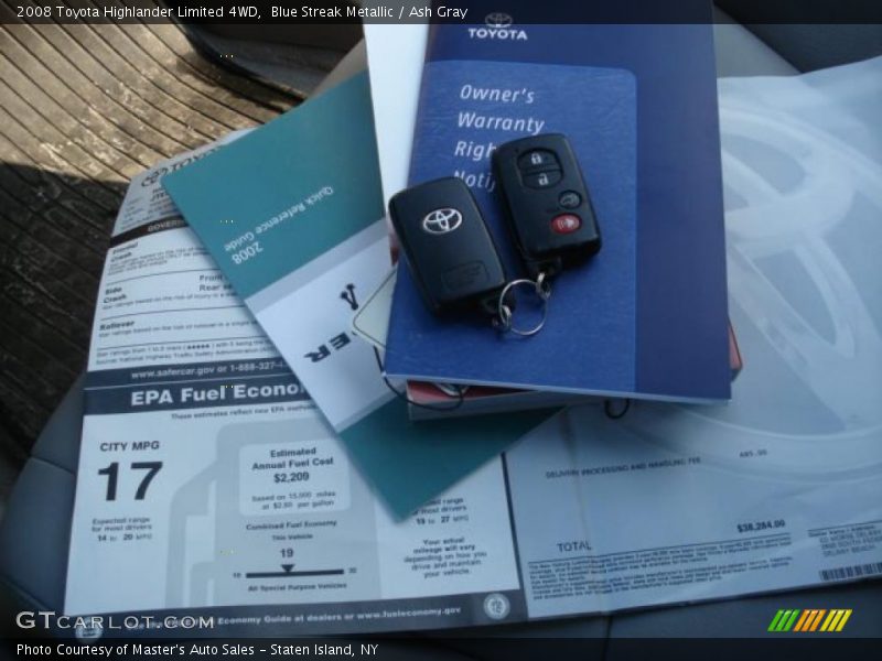 Blue Streak Metallic / Ash Gray 2008 Toyota Highlander Limited 4WD
