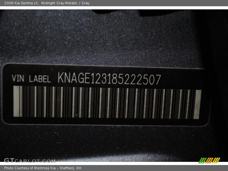 Midnight Gray Metallic / Gray 2008 Kia Optima LX
