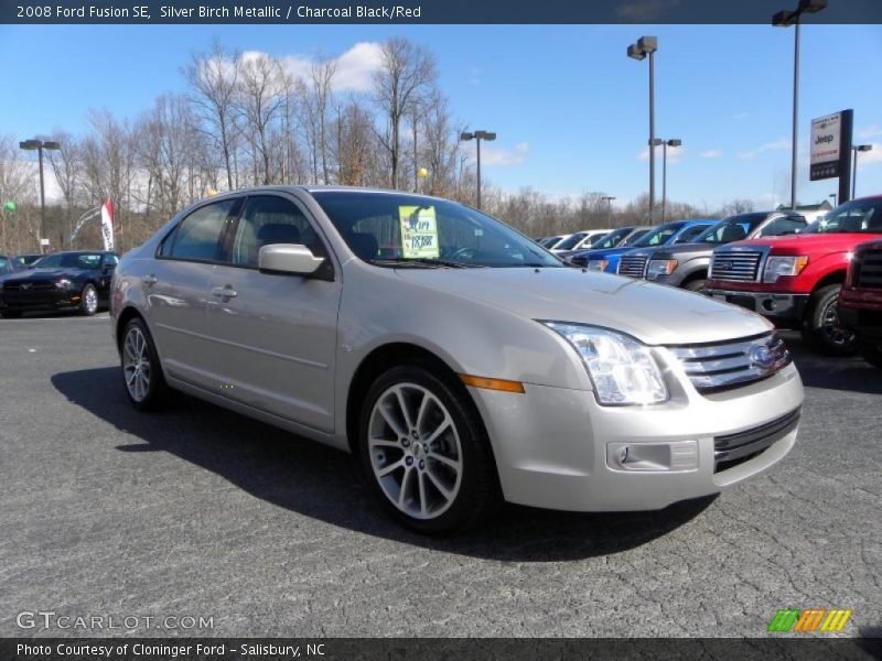 Silver Birch Metallic / Charcoal Black/Red 2008 Ford Fusion SE