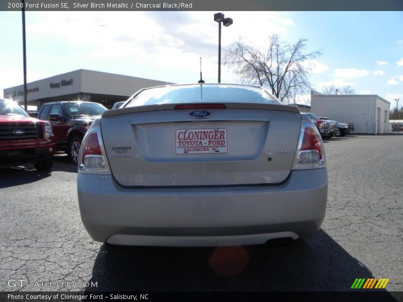 Silver Birch Metallic / Charcoal Black/Red 2008 Ford Fusion SE