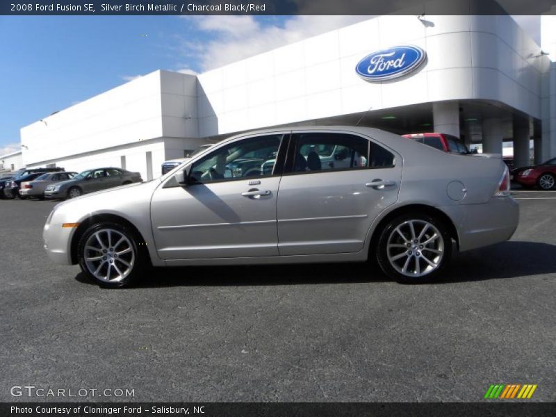 Silver Birch Metallic / Charcoal Black/Red 2008 Ford Fusion SE