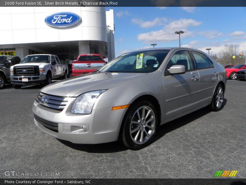 Silver Birch Metallic / Charcoal Black/Red 2008 Ford Fusion SE