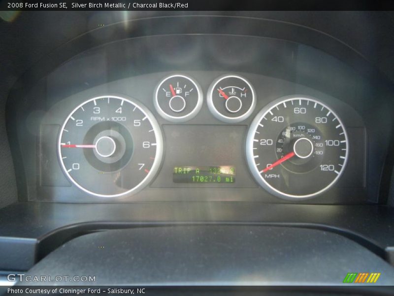 Silver Birch Metallic / Charcoal Black/Red 2008 Ford Fusion SE