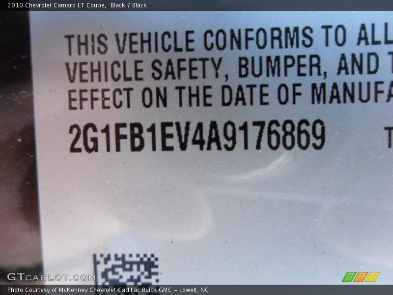 Black / Black 2010 Chevrolet Camaro LT Coupe